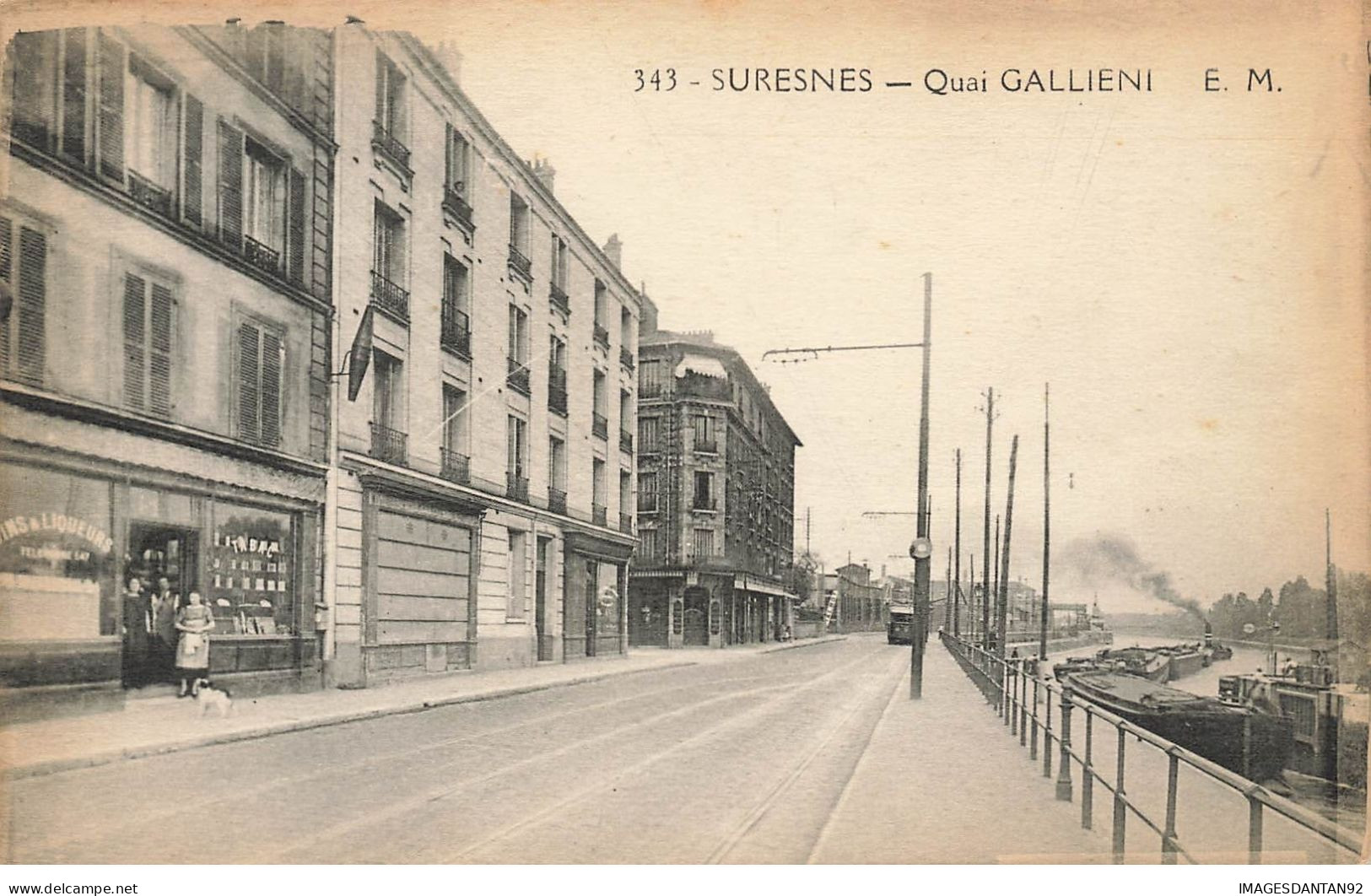 92 SURESNES #28205 QUAI GALLIENI TABAC VINS BATEAUX PENICHES - Suresnes