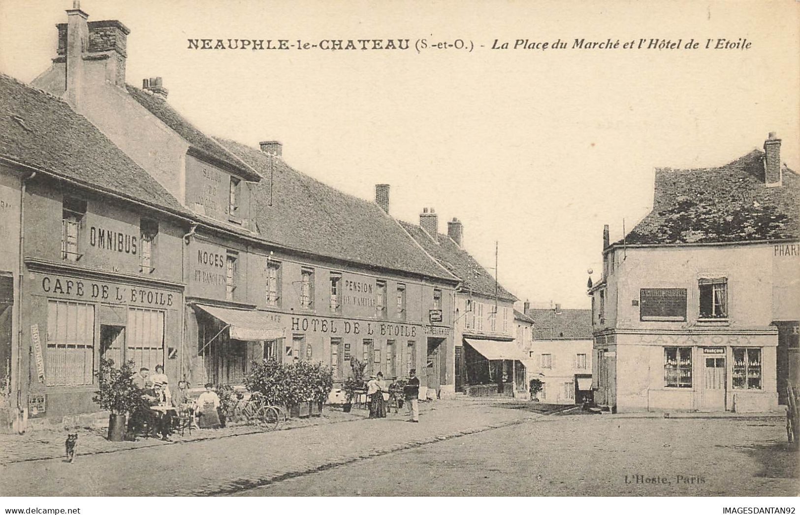 78 NEAUPHLE LE CHATEAU #24045 PLACE DU MARCHE HOTEL CAFE DE L ETOILE OMNIBUS PENSION DE FAMILLE - Neauphle Le Chateau