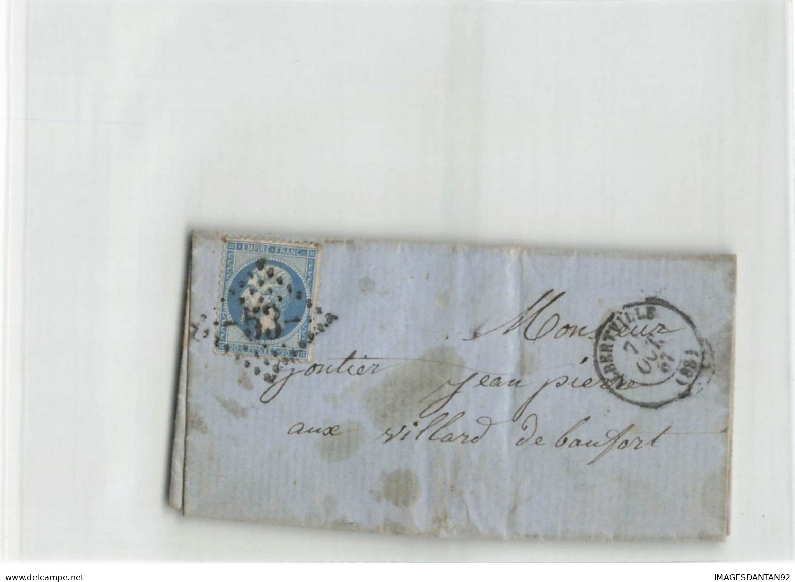 LETTRE FRANCE #28742 ALBERTVILLE POUR VILLARD DE BEAUFORT 1867 - 1862 Napoléon III