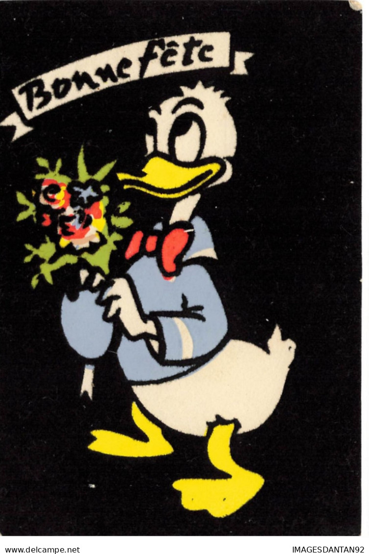 WALT DISNEY #28551 DONALD DUCK BONNE FETE CARTE EN TISSUS - Other & Unclassified