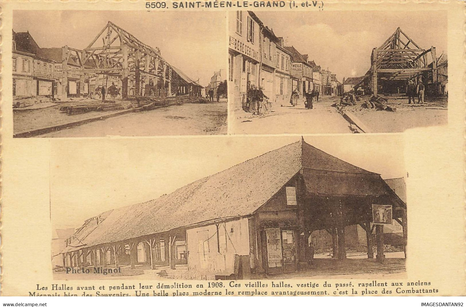 35 SAINT MEEN LE GRAND #28706 LES HALLES AVANT ET PENDANT LA DEMOLITION VUES MULTIPLES - Otros & Sin Clasificación