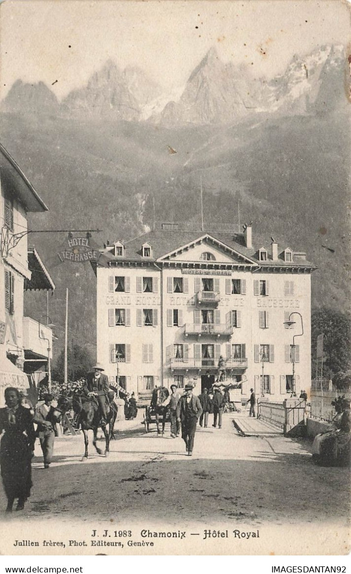 74 CHAMONIX #27193 GRAND HOTEL ROYAL ET DE SAUSSURE ATTELAGE - Chamonix-Mont-Blanc