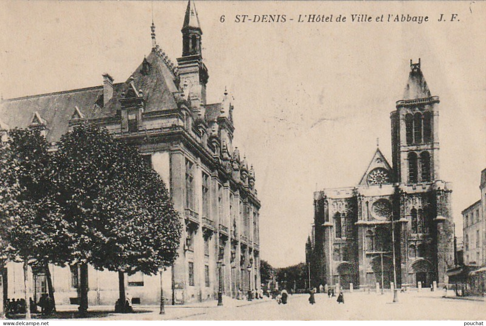 XXX -(93) ST DENIS - L' HOTEL DE VILLE ET L' ABBAYE - TIMBRE SEMEUSE 40c  PUBLICITE BROSSE A DENTS- 2 SCANS - Saint Denis