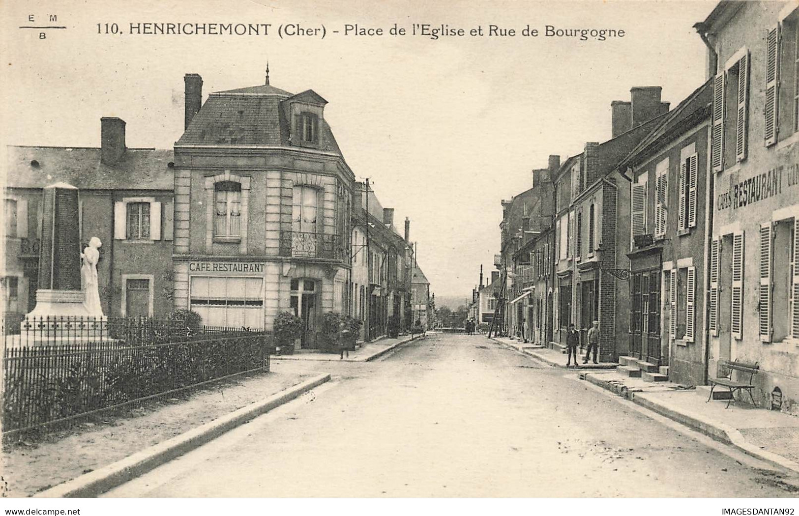 18 HENRICHEMONT #25902 PLACE DE L EGLISE ET RUE DE BOURGOGNE CAFE RESTAURANT - Henrichemont