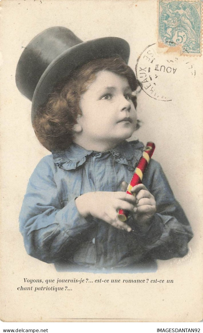 ENFANT #26990 PORTRAIT GARCONNET MUSICIEN FLUTE CHAPEAU HAUT DE FORME - Abbildungen