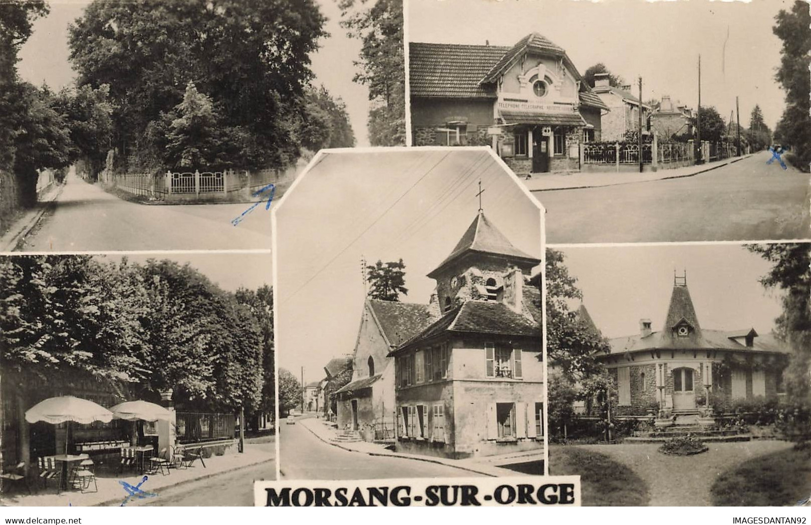 91 MORSANG SUR ORGE #26770 MULTIVUES PARC BEAUSEJOUR POSTE HOTEL RESTAURANT DES TILLEULS EGLISE DIABLOTINS - Morsang Sur Orge