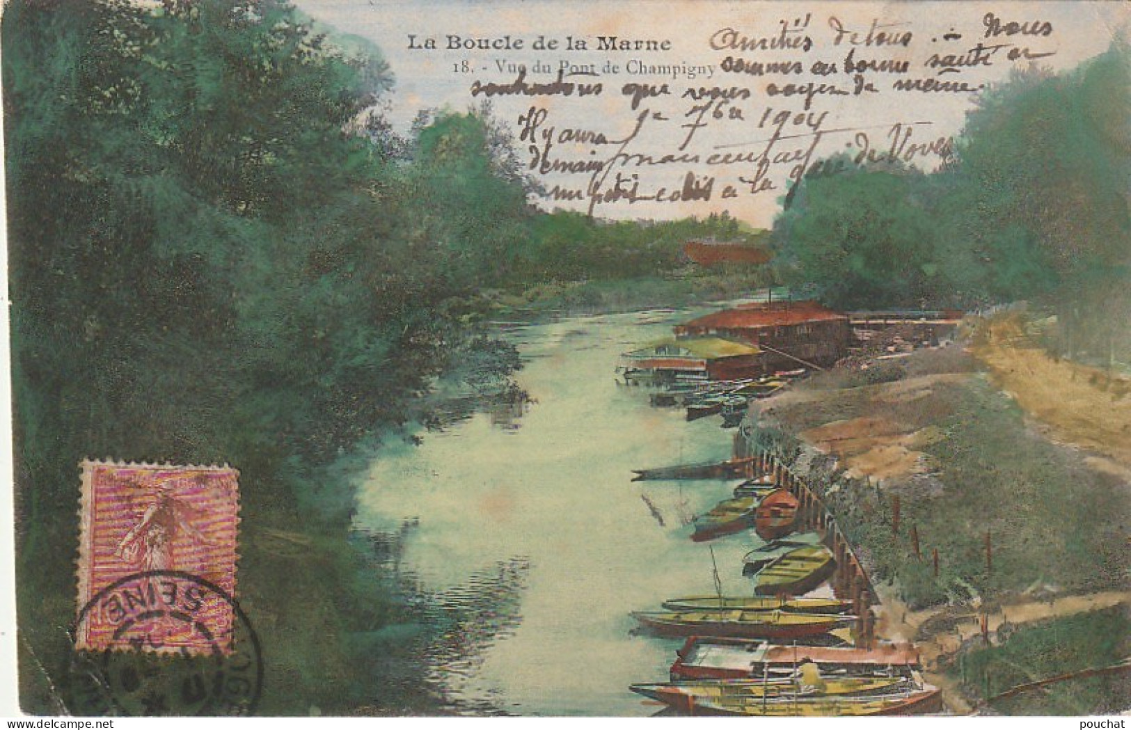 XXX -(94) LES BORDS DE LA MARNE - VUE DU PONT DE CHAMPIGNY - CARTE COLORISEE - 2 SCANS  - Champigny Sur Marne