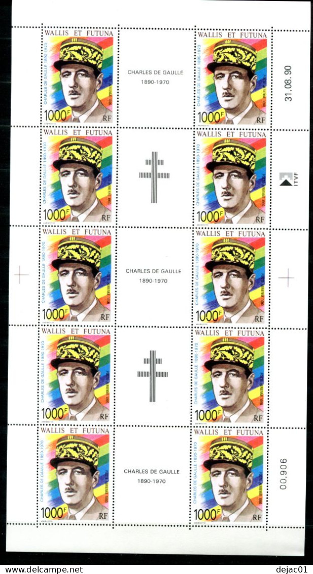 Thème Général De Gaulle - Feuille Wallis & Futuna Yvert PA 169 A  à 15% De La Cote - De Gaulle (Generale)