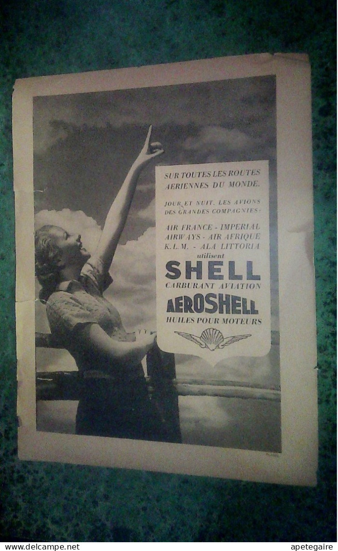 Vieux Papier Publicité 1 Pages Recto Verso Huiles Moteur  Shell Aeroshell Et Yacco 1937 - Zonder Classificatie