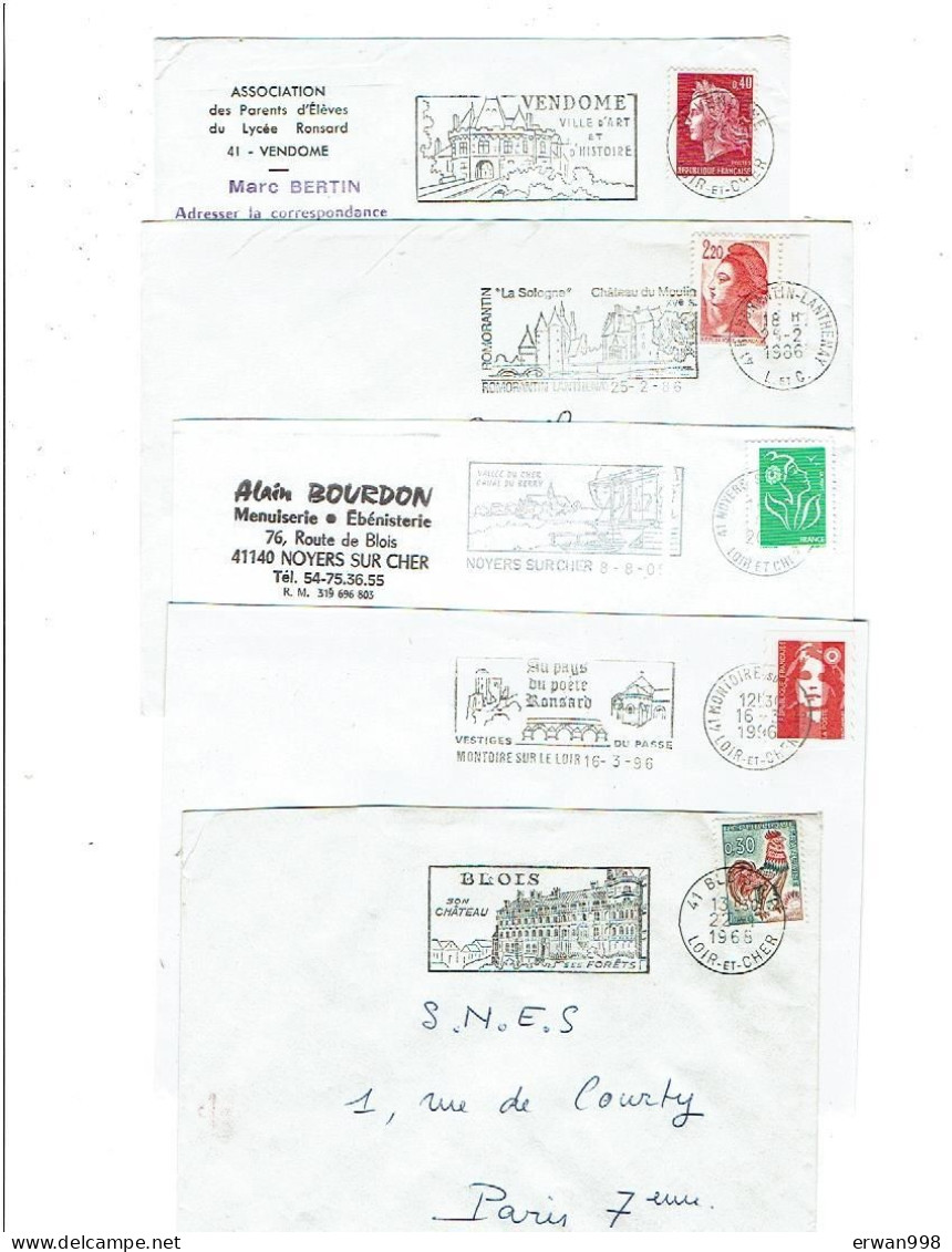 41 Lot De 9 Flammes SECAP Illustrées (4 BD Non Codés, 5 BD Codés) Enveloppes Entières  1211 - Mechanical Postmarks (Advertisement)