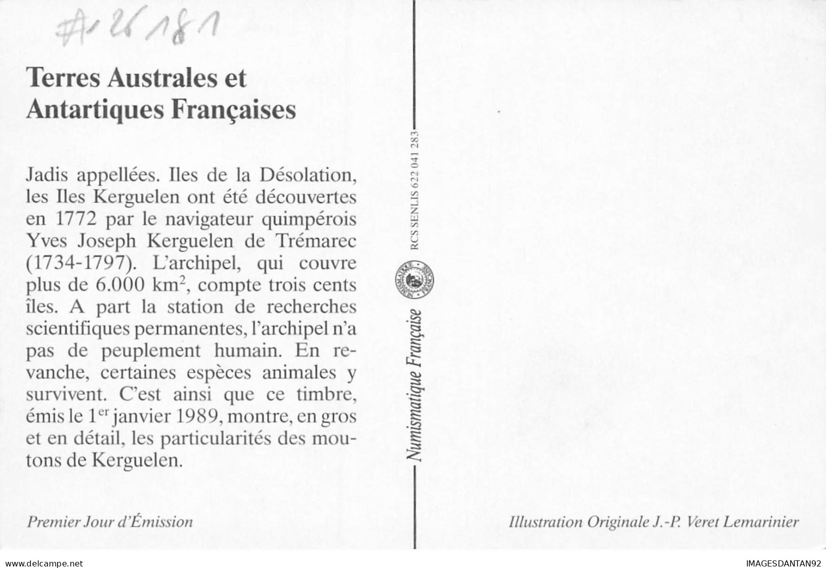 CARTE MAXIMUM FDC T.A.A.F. #26181 PORT AUX FRANCAIS KERGUELEN 1990 PREMIER JOUR MOUTON - FDC