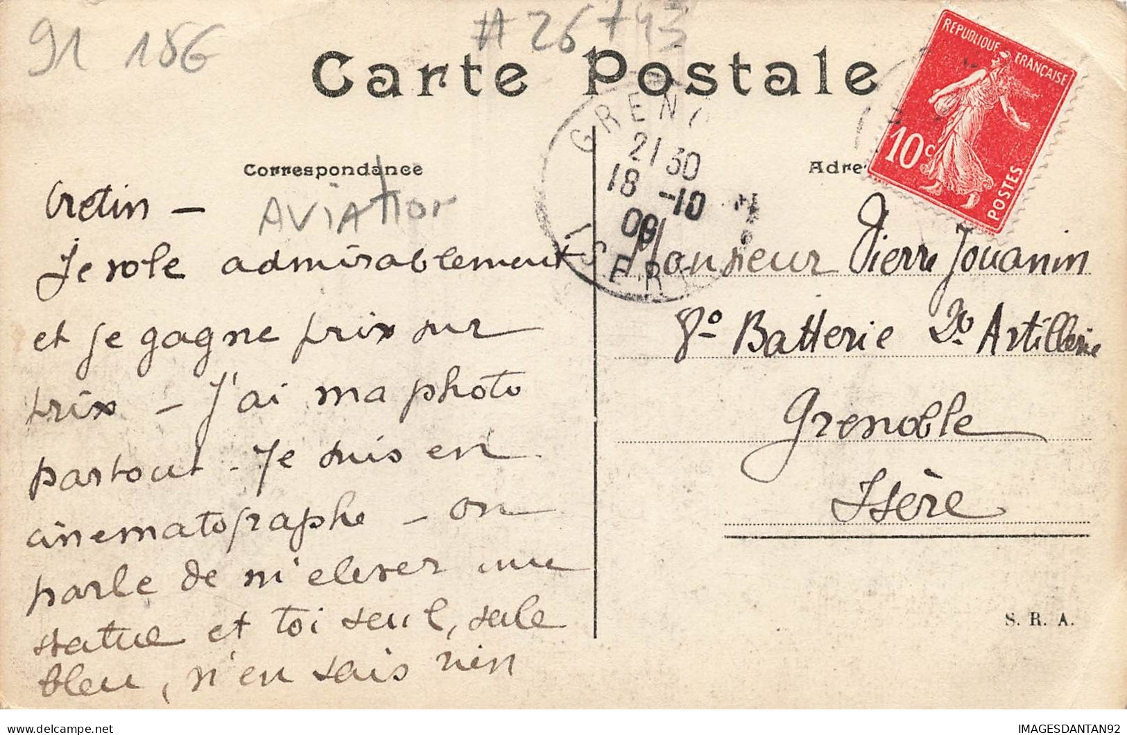 91 VIRY CHATILLON #26743 PORT AVIATION GRANDE QUINZAINE DE PARIS 1909 GOBRON AVION AVIATEUR - Viry-Châtillon