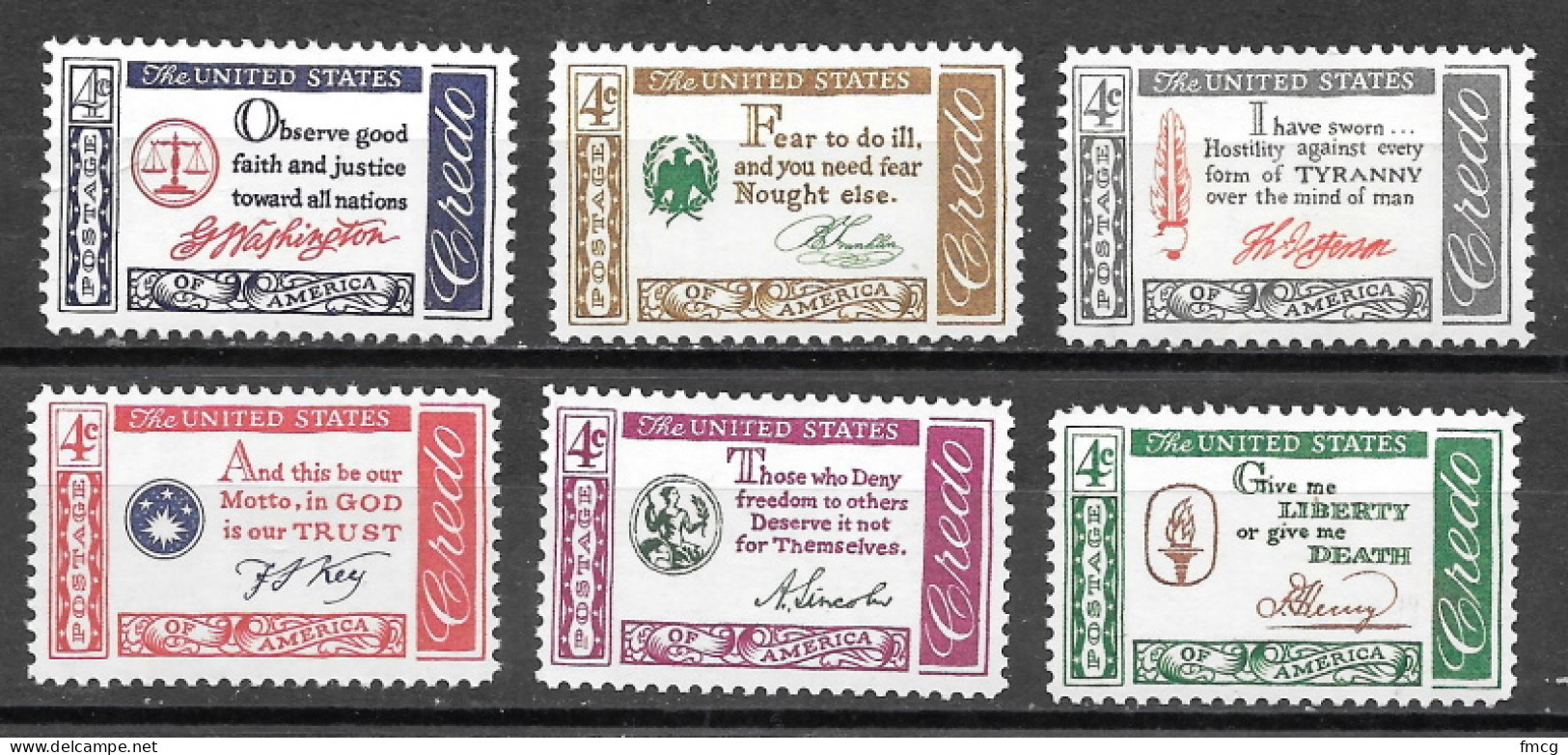 1960-1 American Credo Series - 6 Stamps, Mint Never Hinged - Nuevos