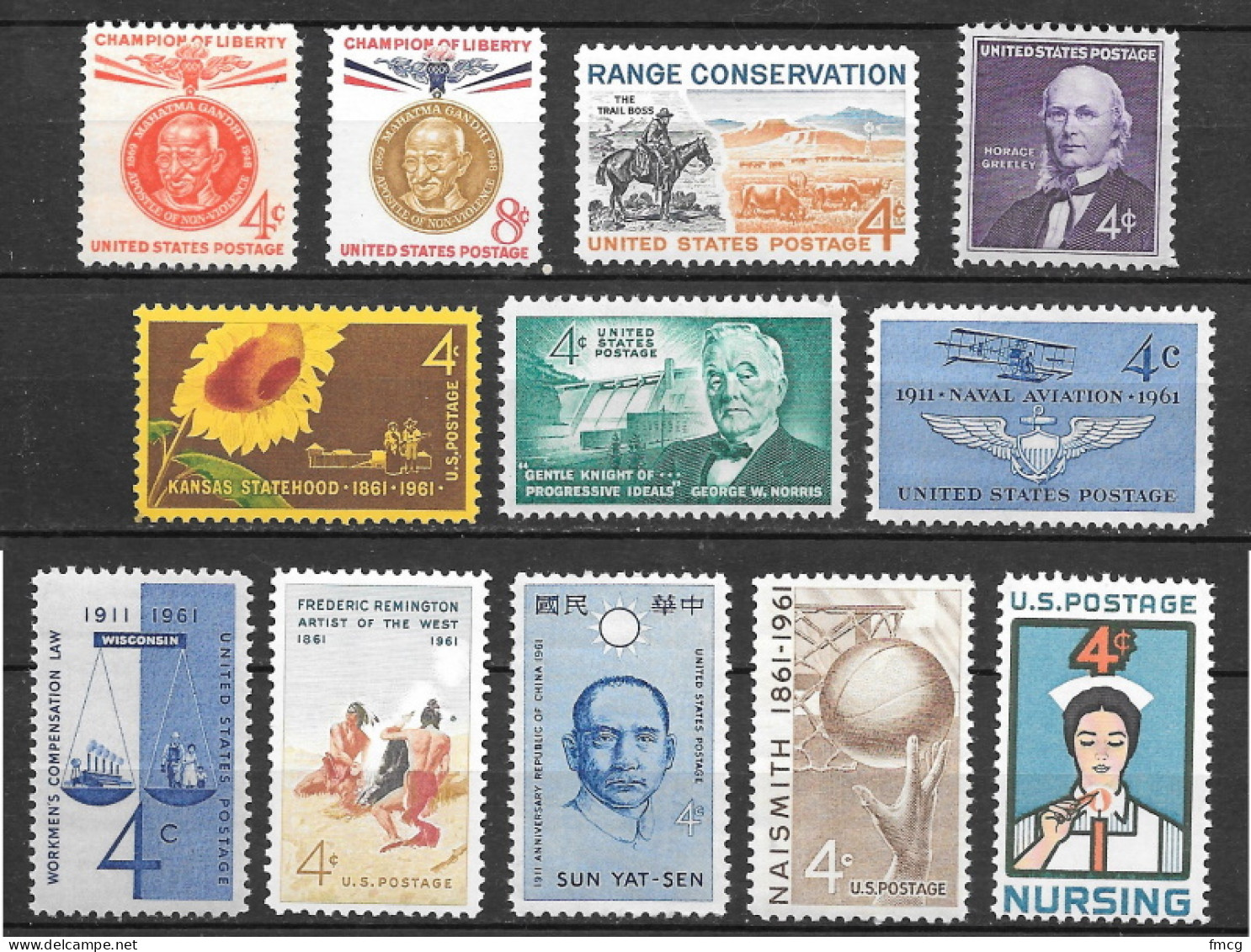 1961 Commemorative Year Set  12 Stamps, Mint Never Hinged - Unused Stamps