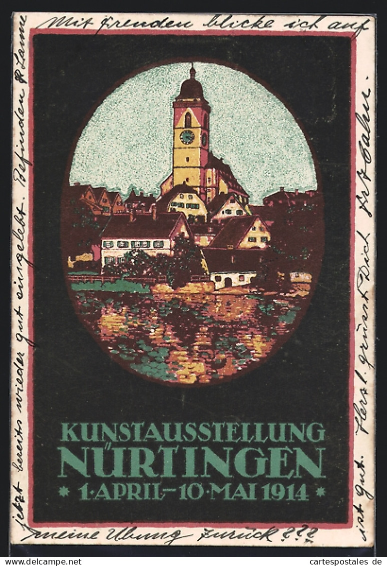 Steindruck-AK Nürtingen, Kunstausstellung 1914, Blick Zur Kirche  - Sonstige & Ohne Zuordnung