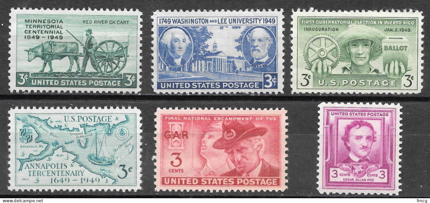 1949 Commemorative Year Set  6 Stamps, Mint Never Hinged - Unused Stamps