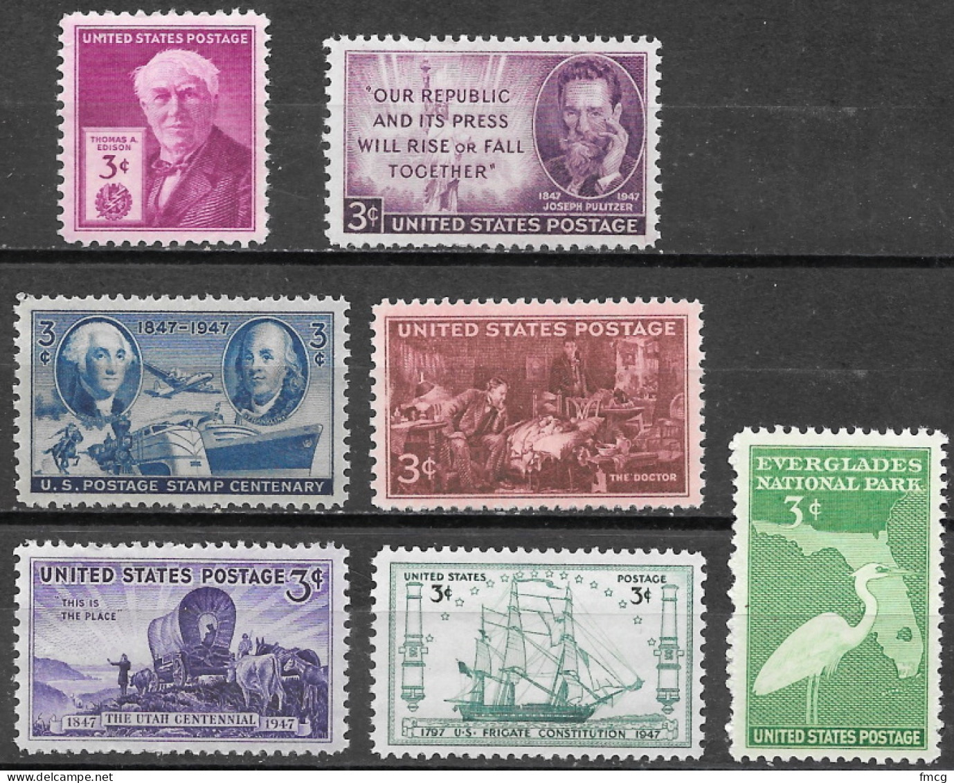 1947 Commemorative Year Set  7 Stamps, Mint Never Hinged - Ungebraucht