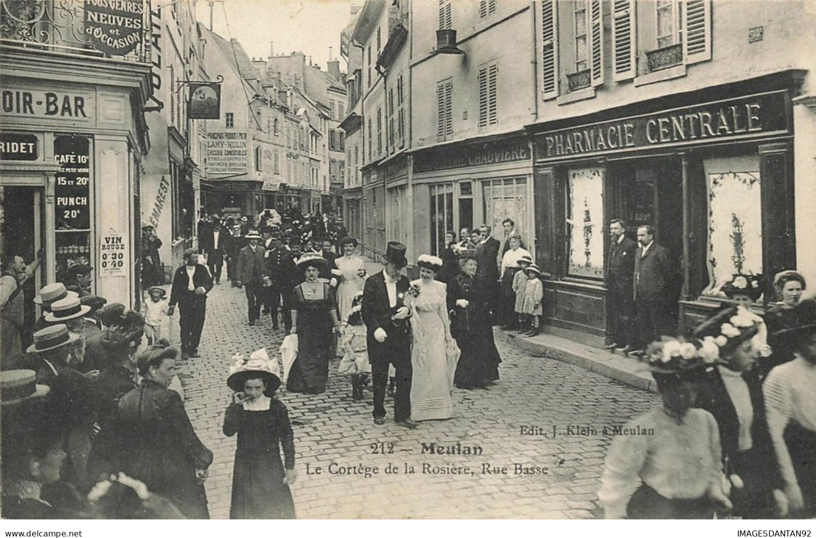 78 MEULAN #24019 CORTEGE DE LA ROSIERE RUE BASSE MARIAGE MARIEE PHARMACIE CENTRALE COMMERCES - Meulan