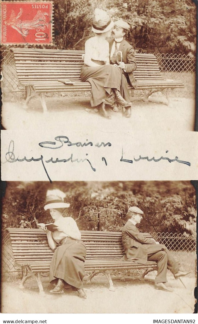 92 LE PLESSIS ROBINSON #25001 CARTE PHOTO COUPLE SUR UN BANC IDYLLE - Le Plessis Robinson