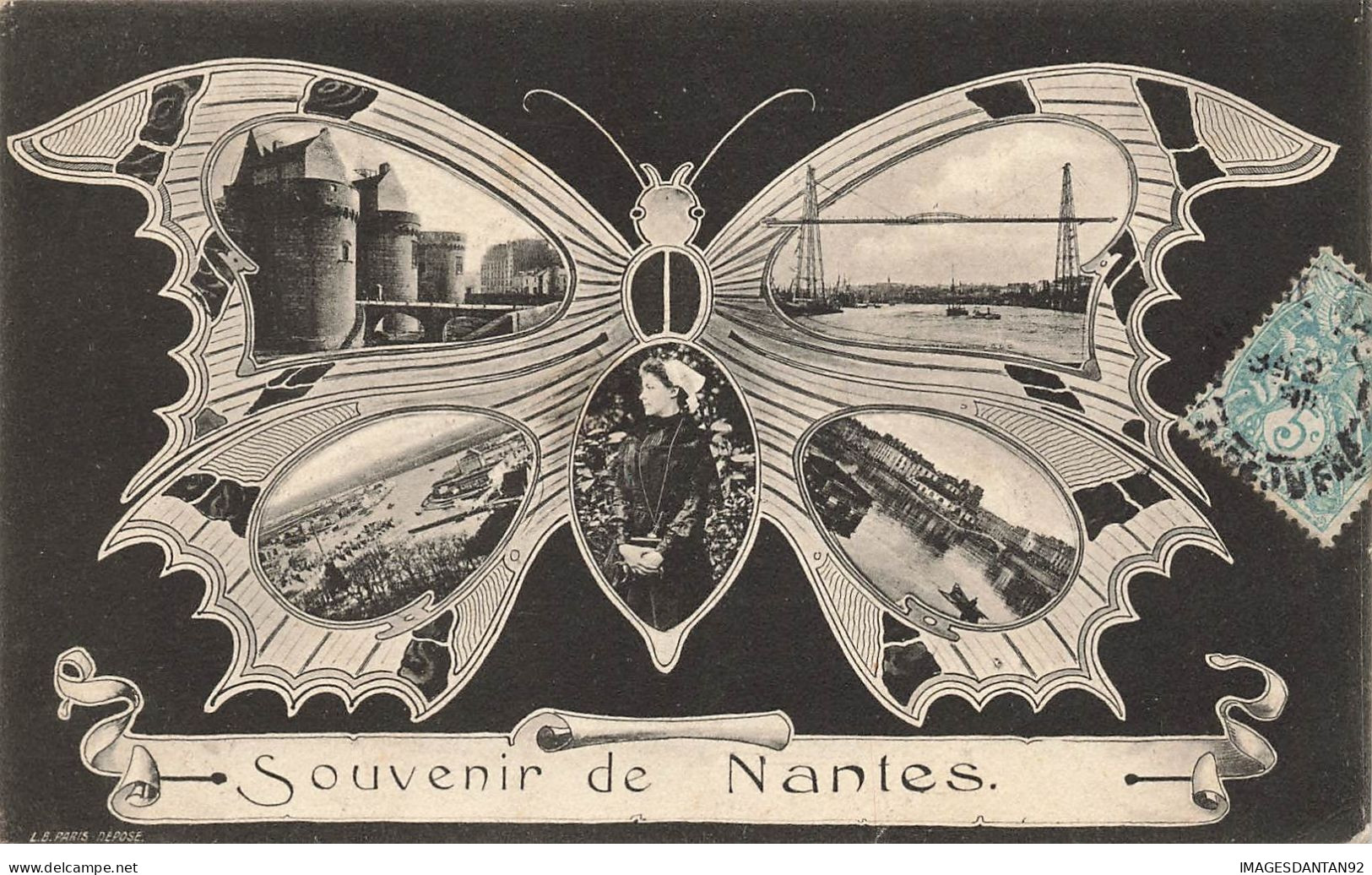44 NANTES #27295 SOUVENIR DE ..... PAPILLON VUES MULTIPLES - Nantes