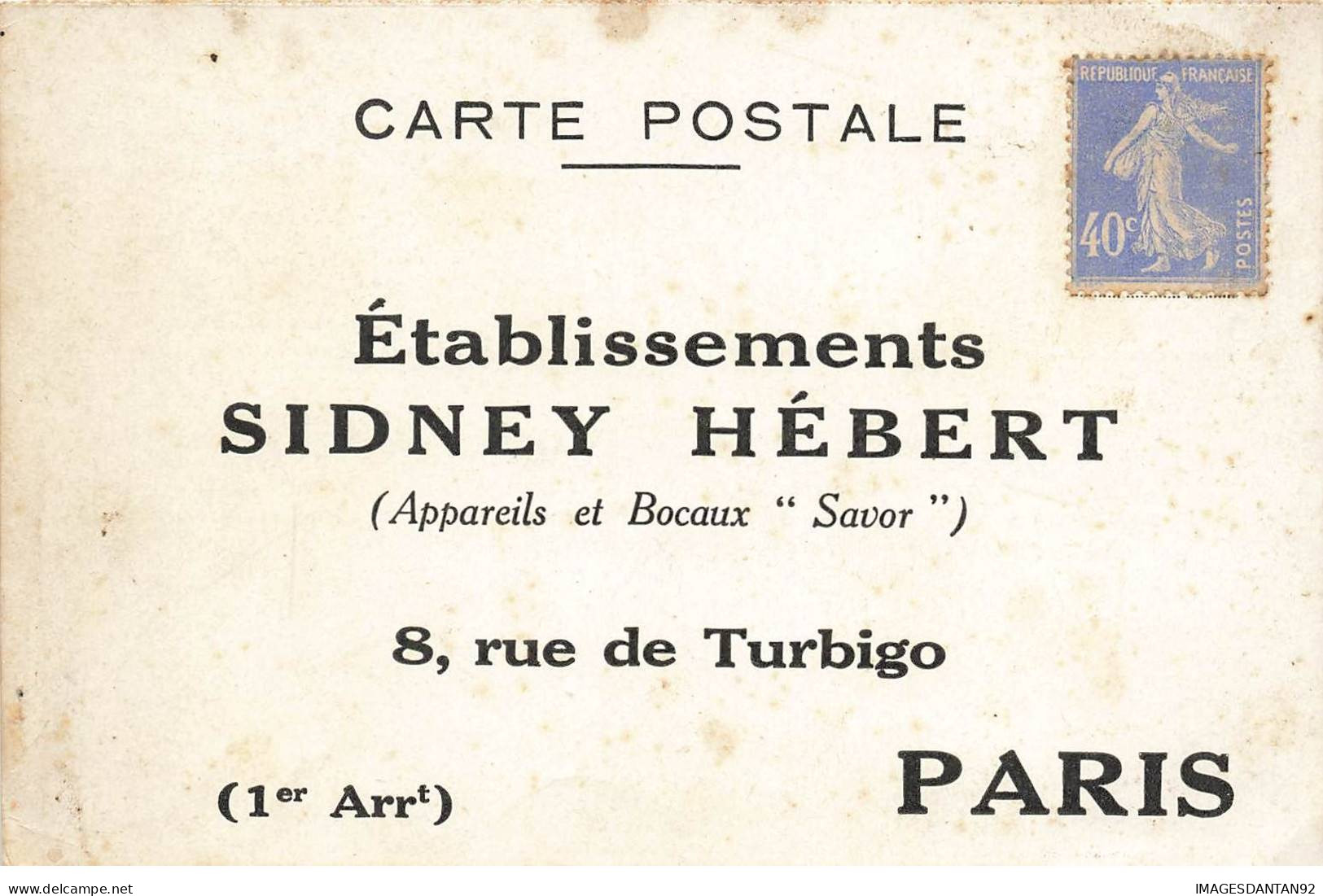 75003 PARIS #32552 RUE TURBIGO ETS SIDNEY HEBERT APPAREILS ET BOCAUX - Arrondissement: 03