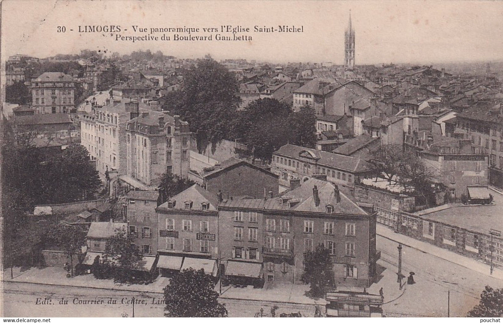 XXX Nw-(87) LIMOGES - VUE PANORAMIQUE VERS L'EGLISE SAINT MICHEL - PERSPECTIVE DU BOULEVARD GAMBETTA - Limoges