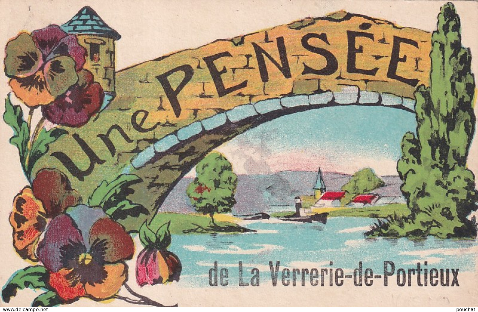 XXX Nw-(88) UNE PENSEE DE LA VERRERIE DE PORTIEUX - CARTE FANTAISIE COULEURS - Otros & Sin Clasificación