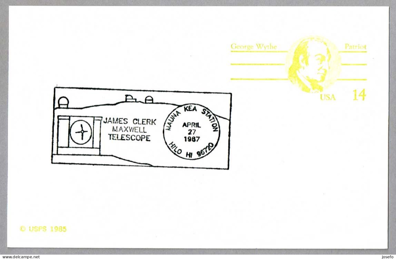 JAMES CLERK MAXWELL TELESCOPE - TELESCOPIO - MAUNA KEA. Hilo HI 1987 - Sterrenkunde