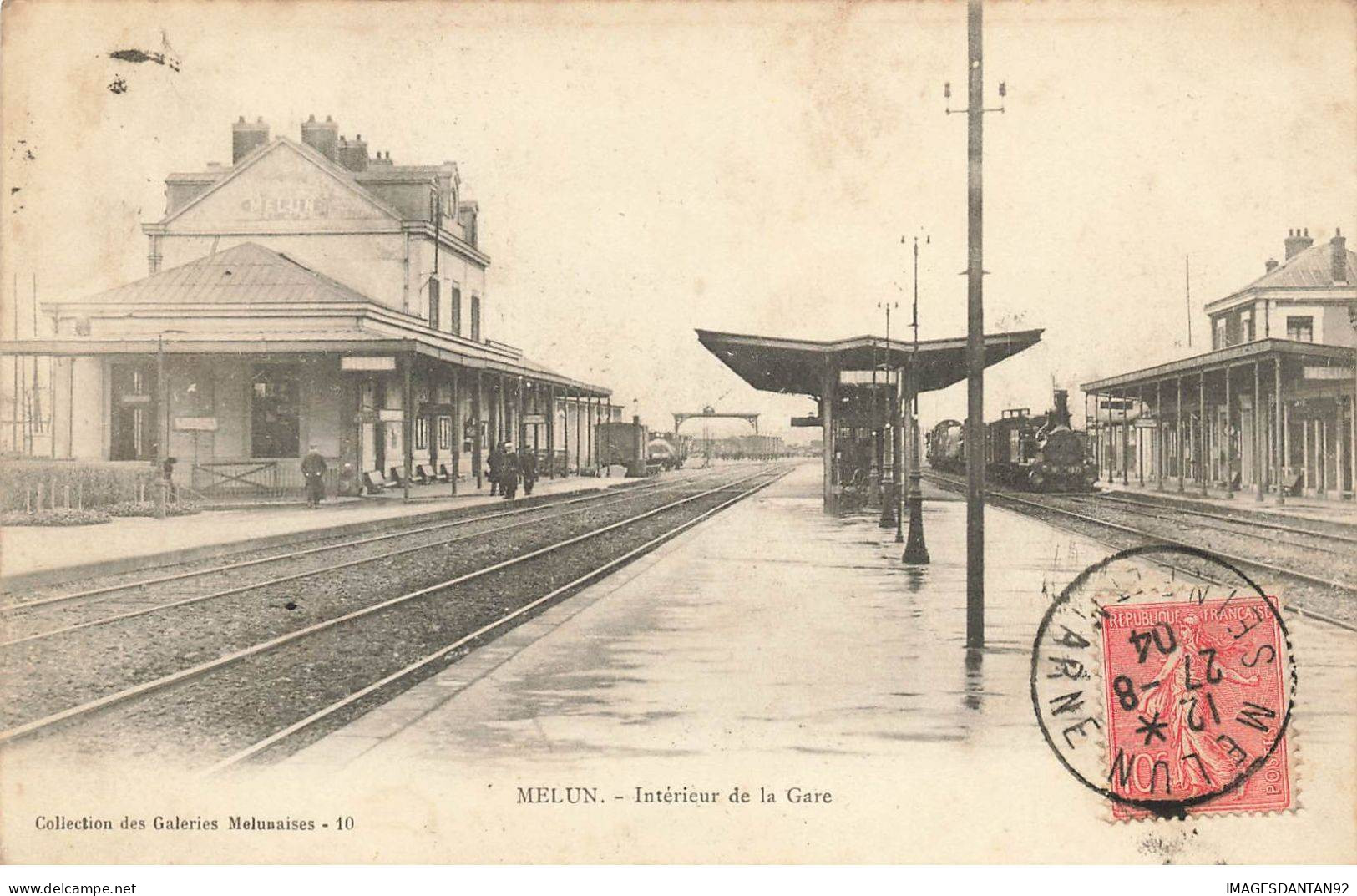 77 MELUN #32646 INTERIEUR DE LA GARE TRAIN LOCOMOTIVE - Melun