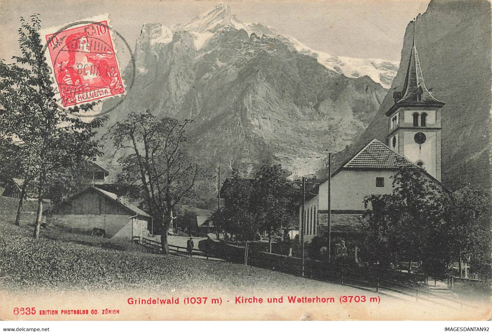 SUISSE BERNE #28906 GRINDEWALD KIRCHE UND WETTERHORN - Bern