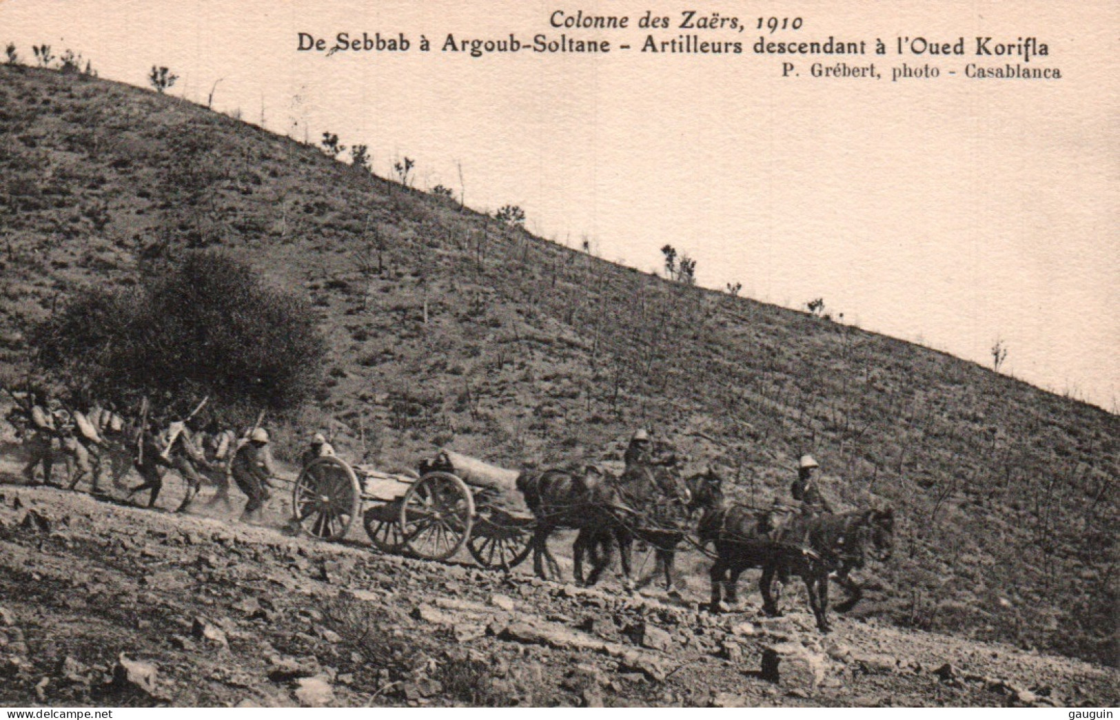 CPA - Colonne Des ZAËRS 1910 - De Sebbab à Argoub-Soltane Artilleurs Descendant à L'Oued - Edition P.Grébert - Other & Unclassified