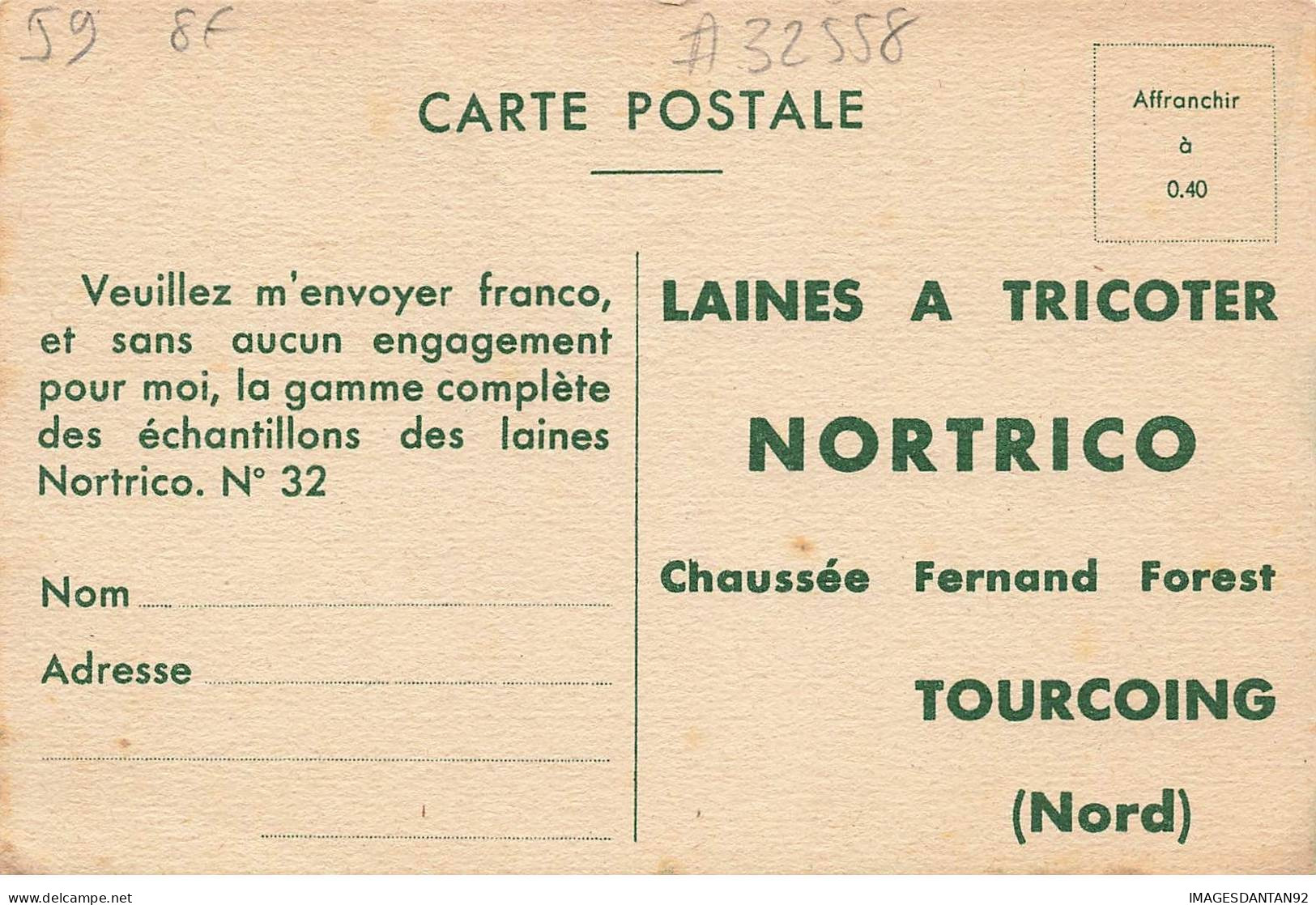 59 TOURCOING #32558 LAINES A TRICOTER NORTRICO CARTE PUBLICITAIRE - Tourcoing