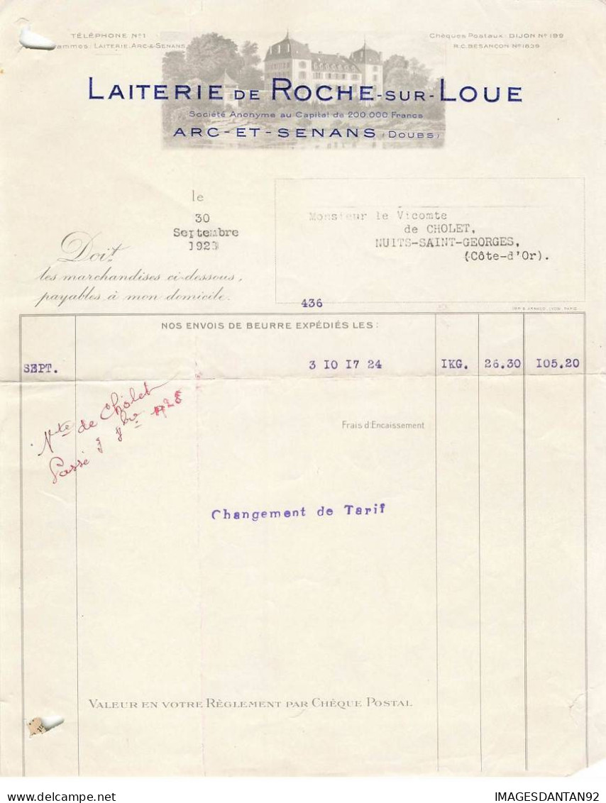 25 ARC ET SENANS  #FAC1105 LAITERIE ROCHE SUR LOUE 1923 - 1900 – 1949