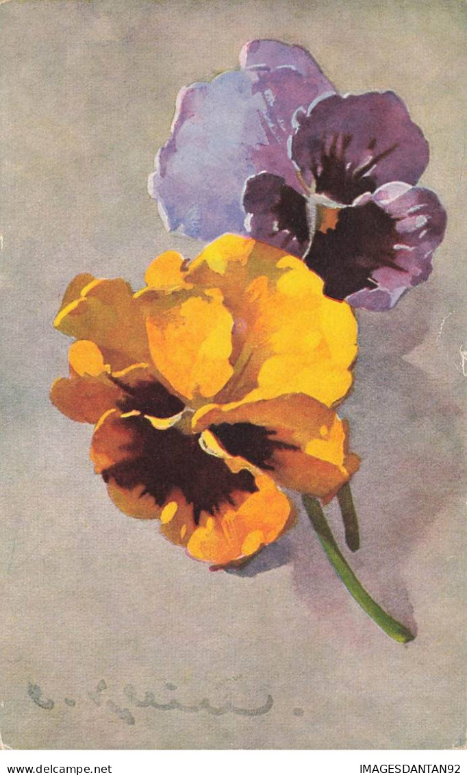 ILLUSTRATEUR KLEIN #32267 FLEURS PENSEE JAUNE ET VIOLETTE - Klein, Catharina