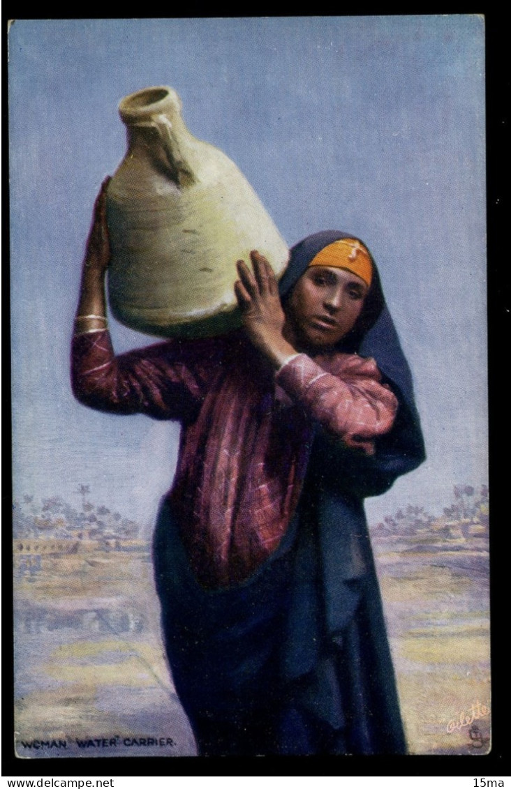 EGYPT Woman Water Carrier Oilette The Sphinx Tuck's Post Card - Andere & Zonder Classificatie