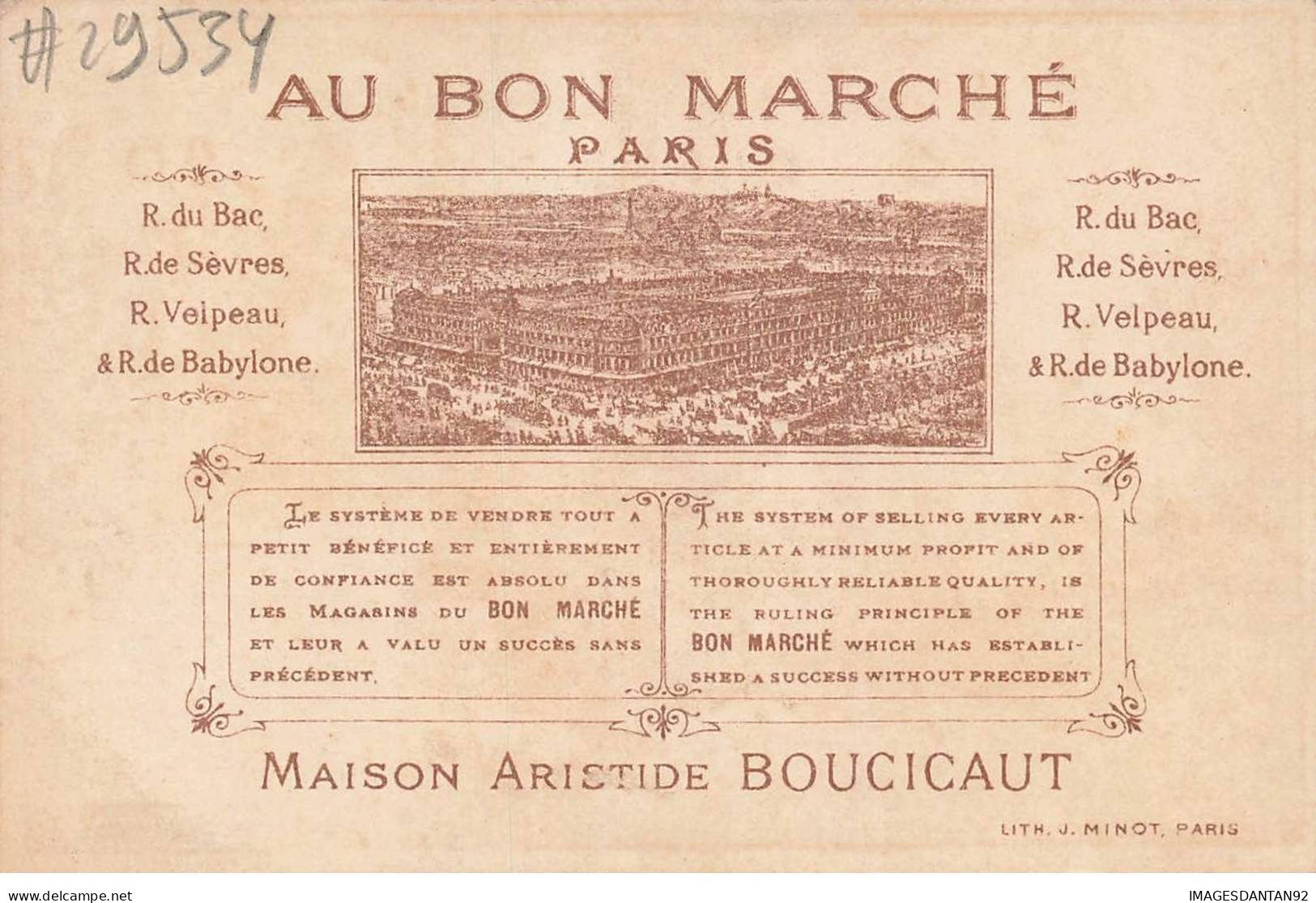 CHROMO #CL29534 AU BON MARCHE BOUCICAUD LE BON ROI DAGOBERT CHASSE PARIS MINOT - Au Bon Marché