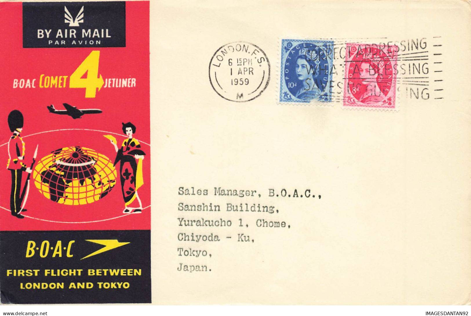 ROYAUME UNI #36386 BOAC FIRST FLIGHT LONDON TOKYO JAPAN 1959 - Cartas & Documentos