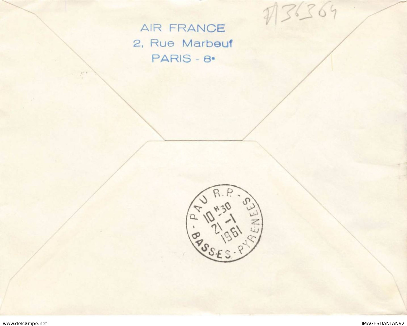 FRANCE #36364 15 EME ANNIVERSAIRE AVIATION POSTALE DE NUIT 1961 PARIS PAU - Brieven En Documenten