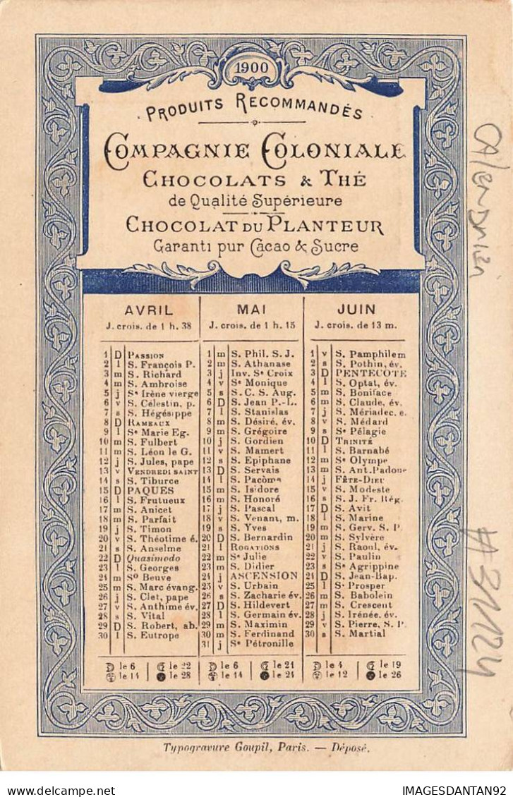 CHROMO #CL31124 CHOCOLAT DU PLANTEUR CALENDRIER 1900 FILLETTE CERCEAU VUE PARIS GOUPIL PARIS - Other & Unclassified