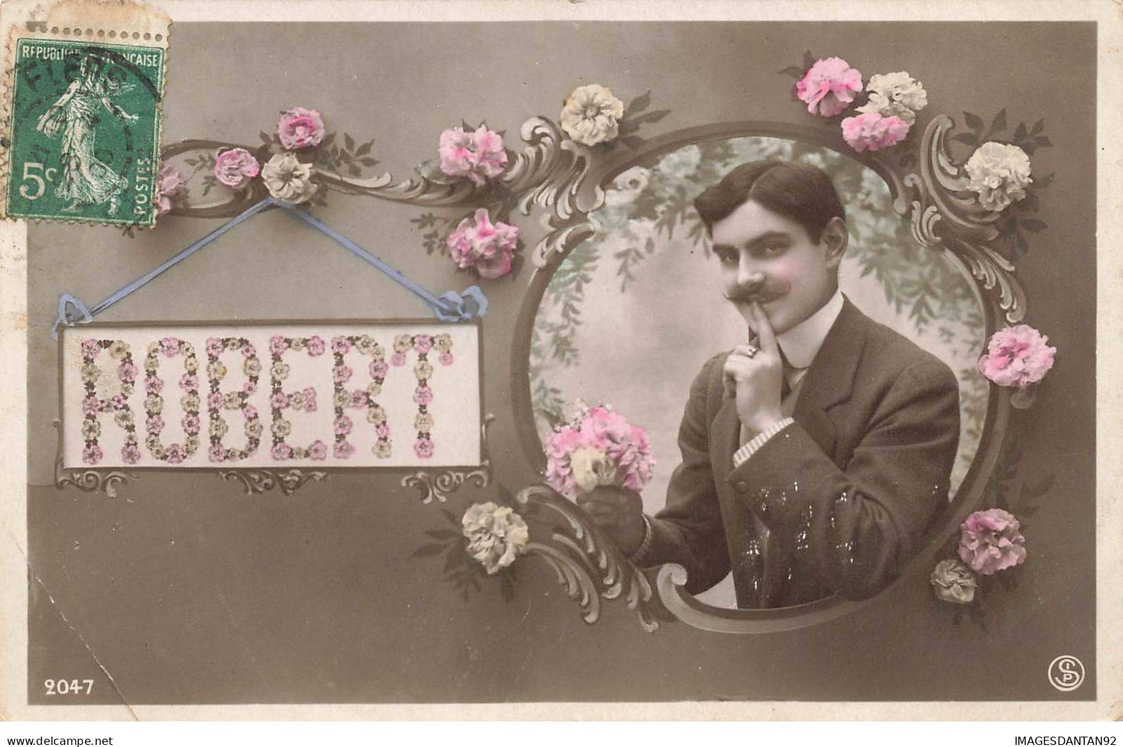 PRENOM ROBERT #32601 JEUNE HOMME PORTRAIT FLEURS - Firstnames