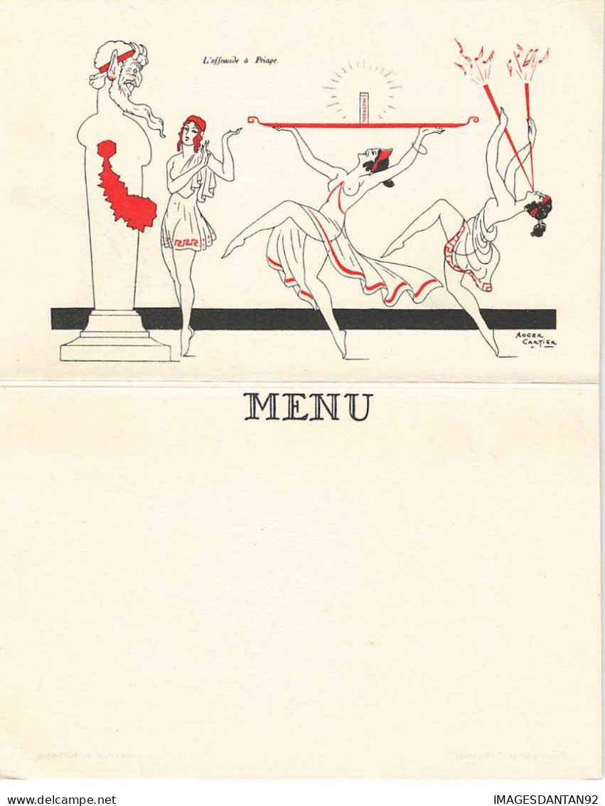 ILLUSTRATEUR ROGER CARTIER #32588 MENU DEPLIANT PUBLICITE MICTASOL OFFRANDE A PRIAPE DIABLE SATYRE SEINS NUS NUDE GRECE - Sonstige & Ohne Zuordnung