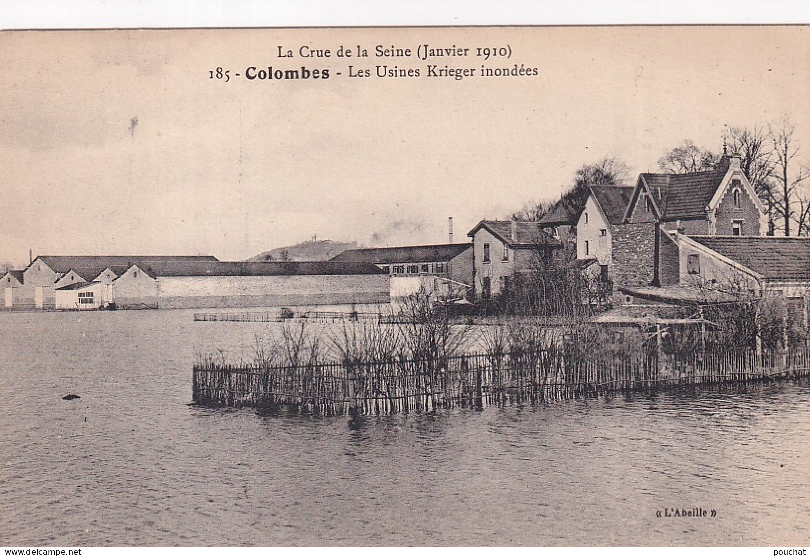 XXX Nw-(92) COLOMBES - CRUE DE LA SEINE JANVIER 1910 - USINES KRIEGER INONDEES - CARTE PUB. RESTAURANT RENEAUX , PARIS - Colombes