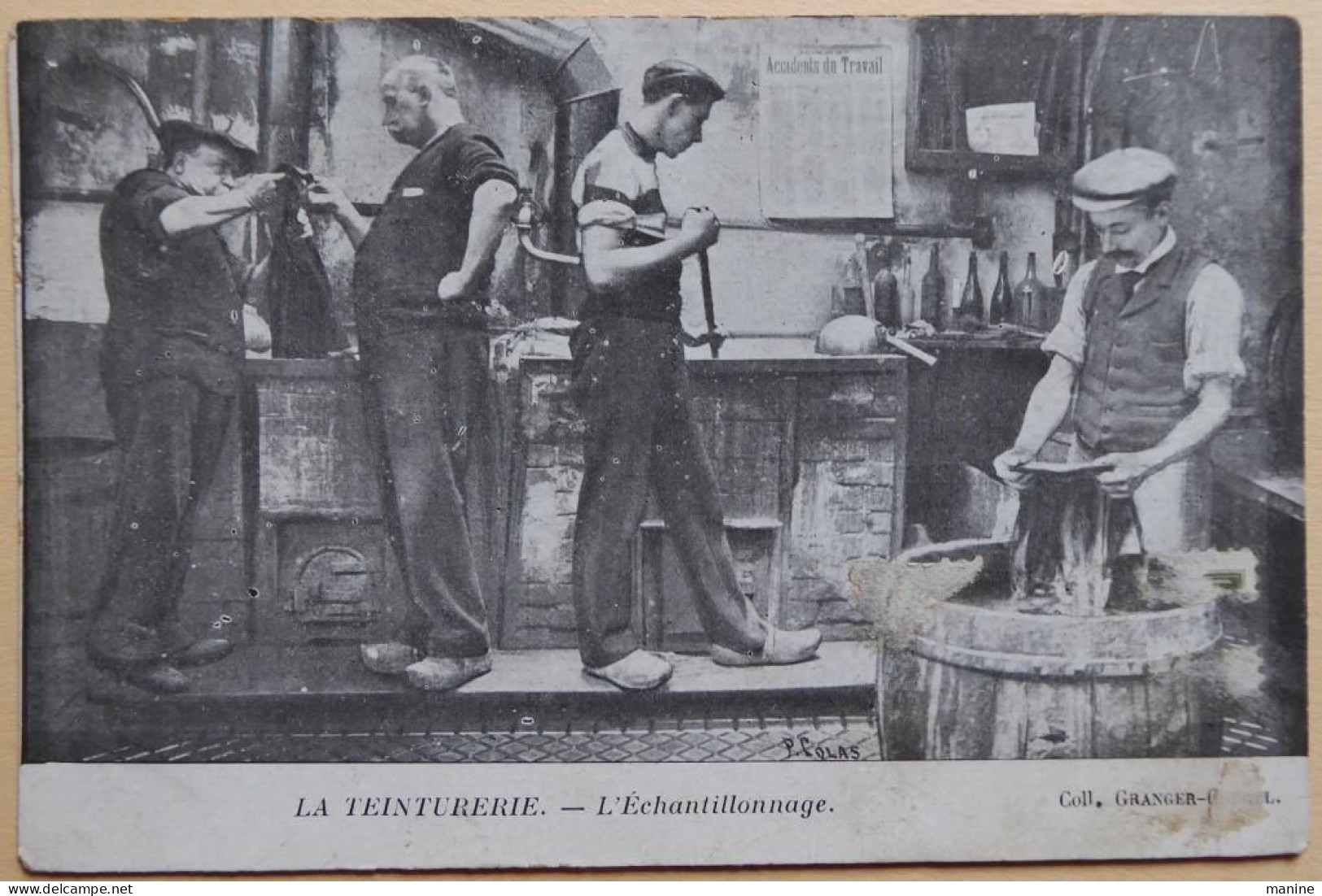 La TEINTURERIE - Ensemble De 3 CPA  ; Le Détachage / L'Echantillonnage / L'Essorage à Bras - (P.Colas) - Industrial
