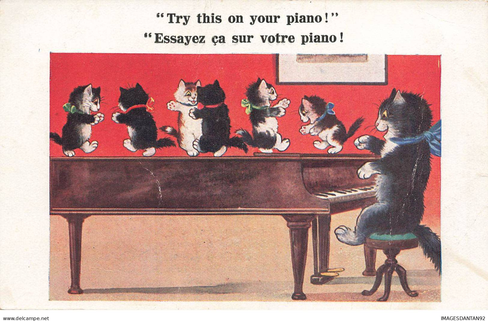 CHATS NOIRS #32382 CAT BLACK KATZEN TRY THIS ON YOUR PIANO CHAT PIANISTE ET CHATONS DANSANT - Gatti