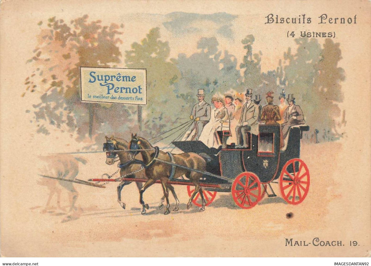 CHROMO #CL31152 BISCUITS PERNOT MAIL COACH DILIGENCE ATTELAGE - Pernot