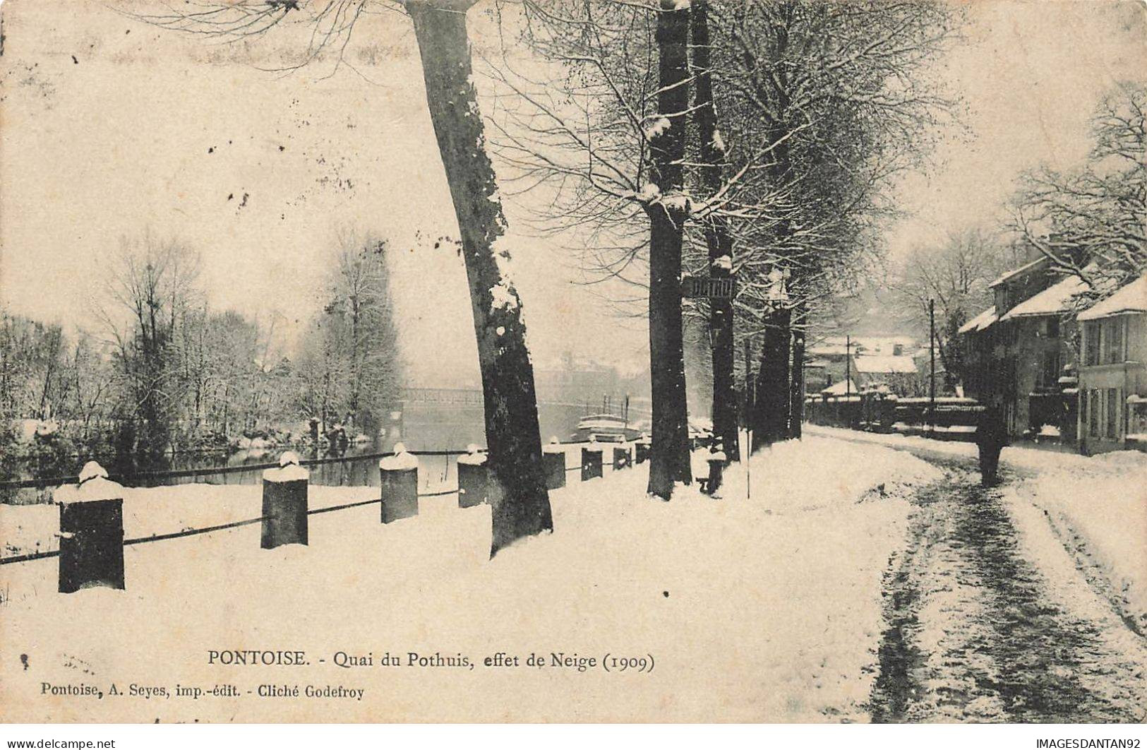 95 PONTOISE #AS30020 QUAI DU POTHUIS EFFET DE NEIGE 1909 - Cergy Pontoise