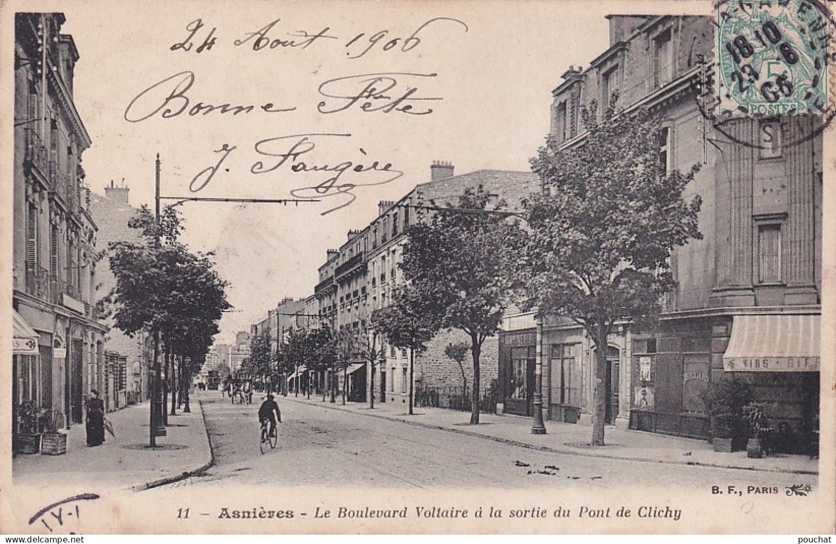 XXX Nw-(92) ASNIERES - LE BOULEVARD VOLTAIRE A LA SORTIE DU PONT DE CLICHY - Asnieres Sur Seine