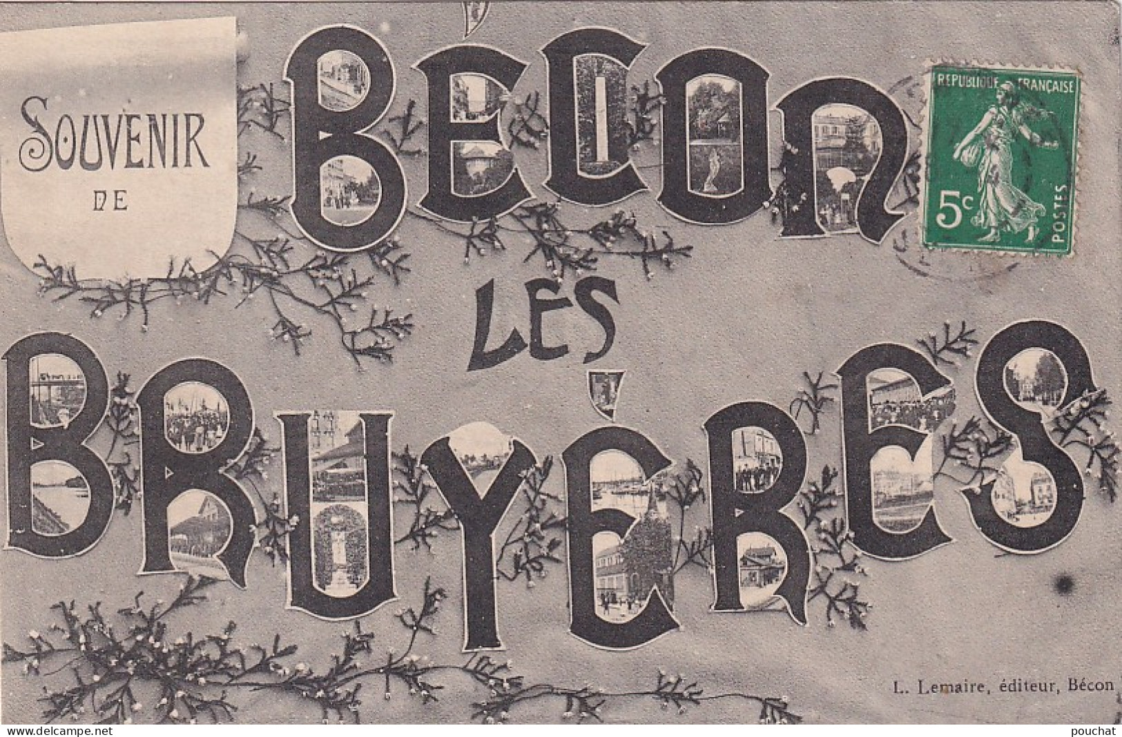 XXX Nw-(92) SOUVENIR DE BECON LES BRUYERES - CARTE FANTAISIE  - LETTRES MULTIVUES - Andere & Zonder Classificatie