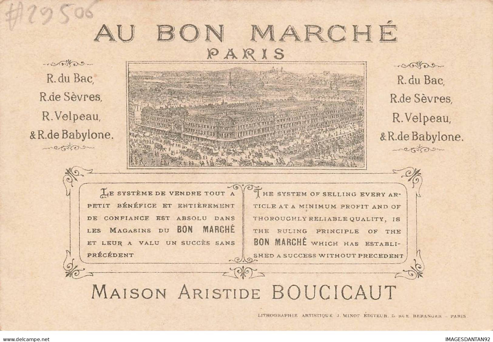 CHROMO #CL29506 AU BON MARCHE BOUCICAUD ENFANTS COSTUMES PIERROT GARDE FORET CERISES PARIS MINOT - Au Bon Marché