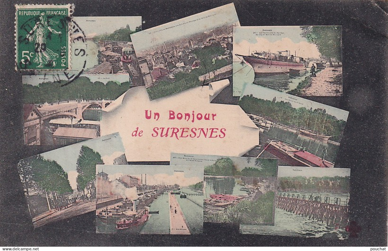 XXX Nw-(92) UN BONJOUR DE SURESNES - CARTE  MULTIVUES COLORISEE - Suresnes